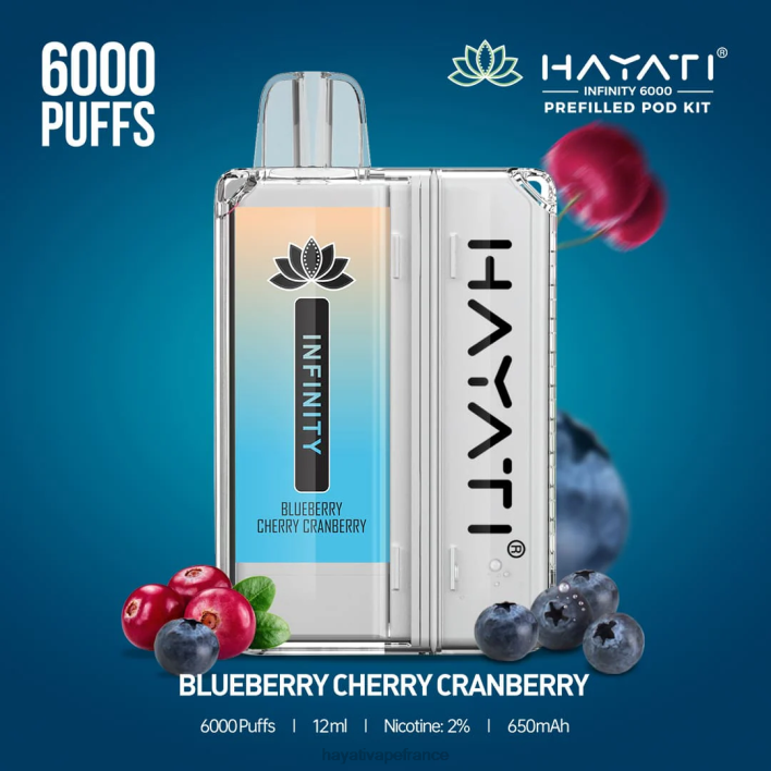 FD4H145 - Hayati vape flavours myrtille cerise canneberge Hayati Infinity 6000 kits de dosettes