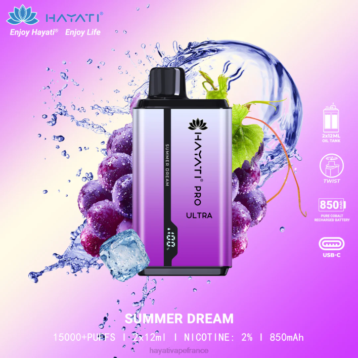 FD4H212 - Hayati vape review rêve dété Hayati Pro Ultra jetable 15000 bouffées