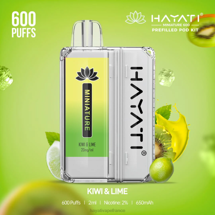 FD4H38 - Hayati vape near me kiwi et citron vert Hayati Miniature 600 kits de dosettes
