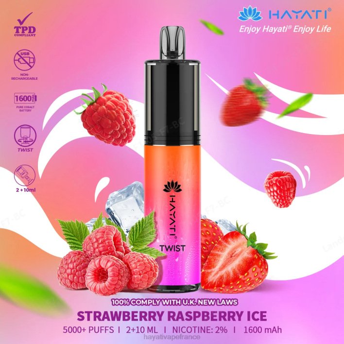 FD4H85 - Hayati vape flavours glace fraise framboise Hayati Twist jetable
