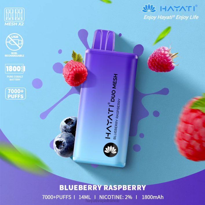 FD4H167 - Hayati France myrtille framboise Hayati Duo Mesh jetable