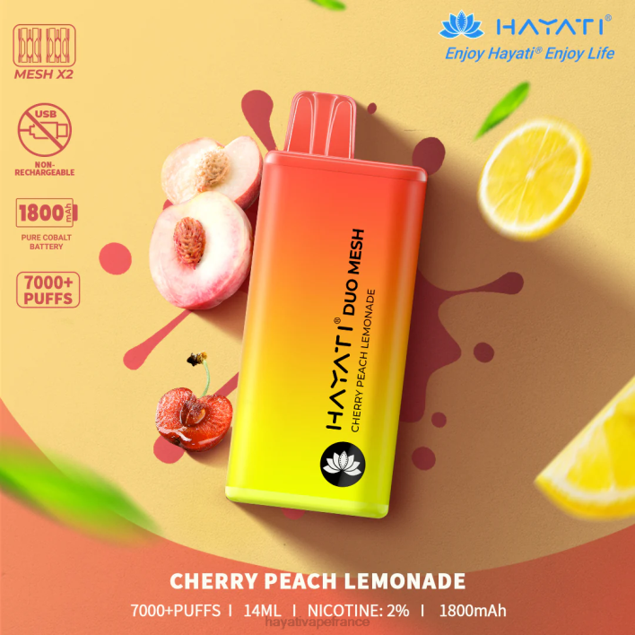 FD4H168 - Hayati vape near me limonade cerise-pêche Hayati Duo Mesh jetable