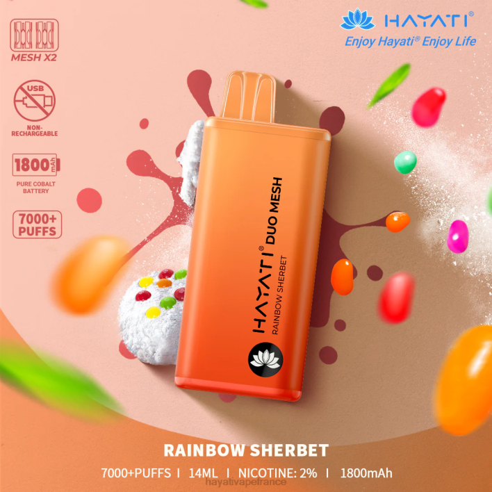 FD4H177 - Hayati France sorbet arc-en-ciel Hayati Duo Mesh jetable