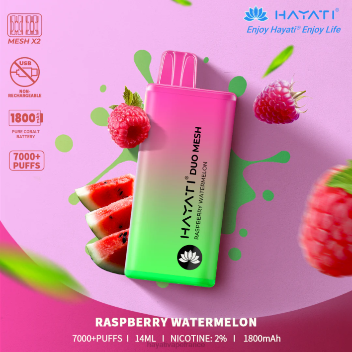 FD4H178 - Hayati vape near me pastèque framboise Hayati Duo Mesh jetable