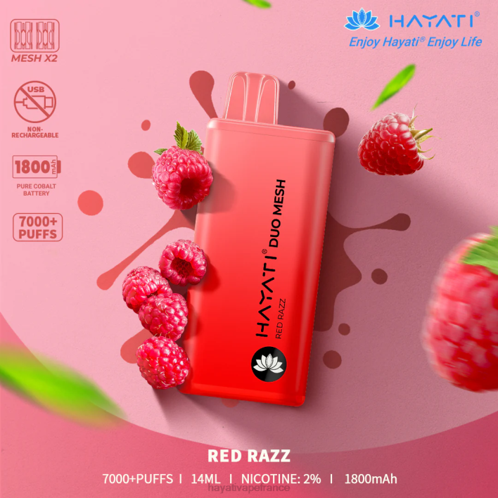 FD4H179 - Hayati flavour list Razz rouge Hayati Duo Mesh jetable
