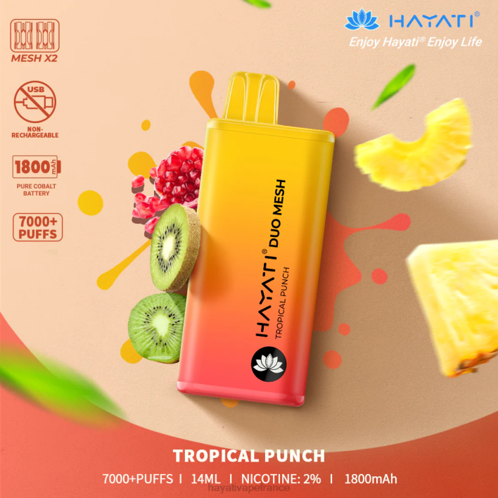FD4H184 - Hayati store France punch tropical Hayati Duo Mesh jetable