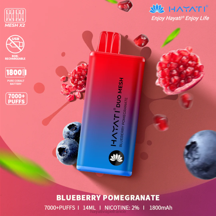 FD4H186 - Hayati vape liquid grenade aux bleuets Hayati Duo Mesh jetable