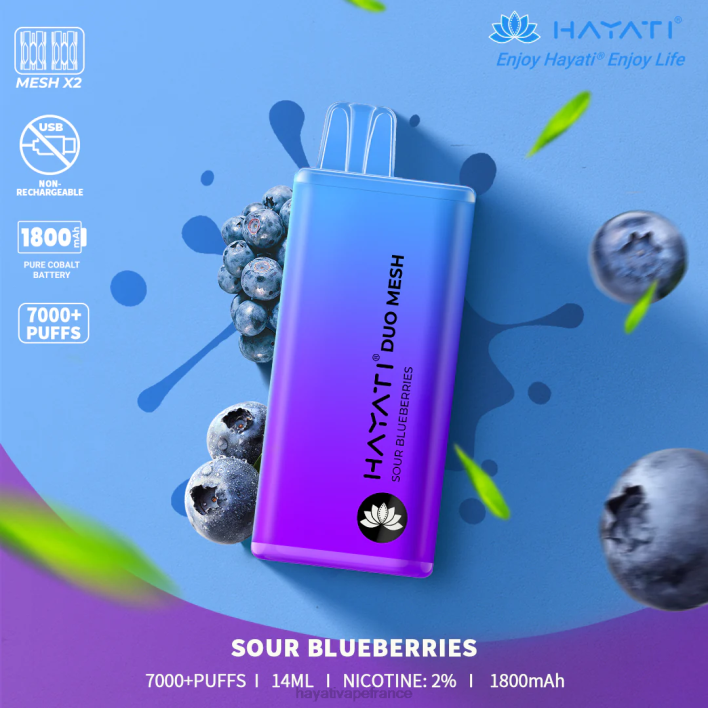 FD4H189 - Hayati flavour list myrtilles aigres Hayati Duo Mesh jetable