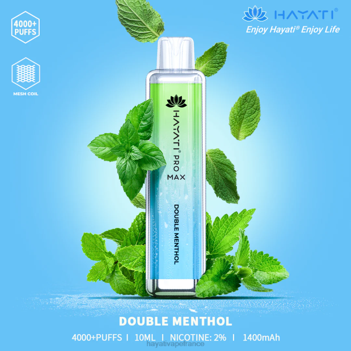FD4H102 - Hayati vape review doublement mentholé Hayati Pro Max jetable
