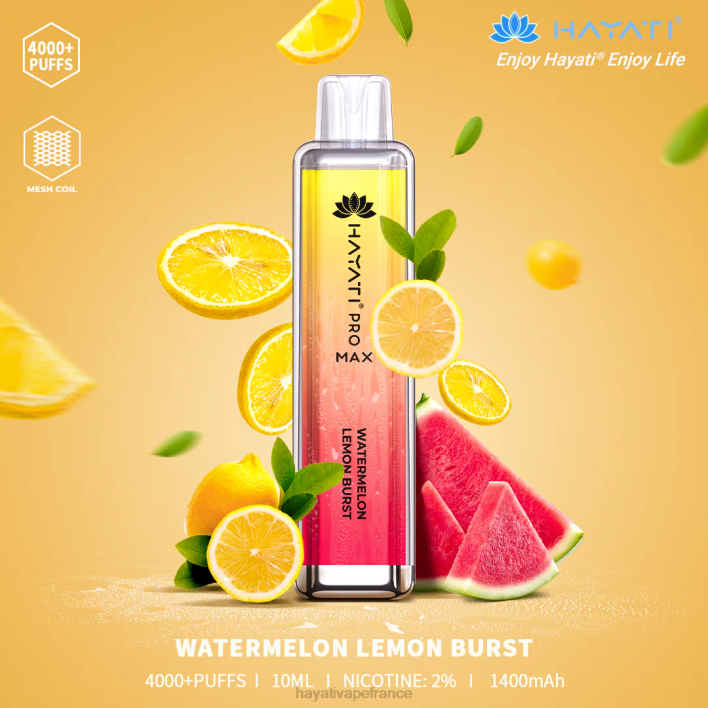 FD4H128 - Hayati vape near me éclat de citron pastèque Hayati Pro Max jetable