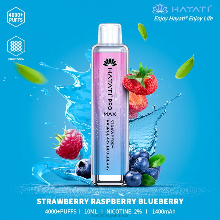 FD4H141 - Hayati vape France fraise framboise myrtille Hayati Pro Max jetable