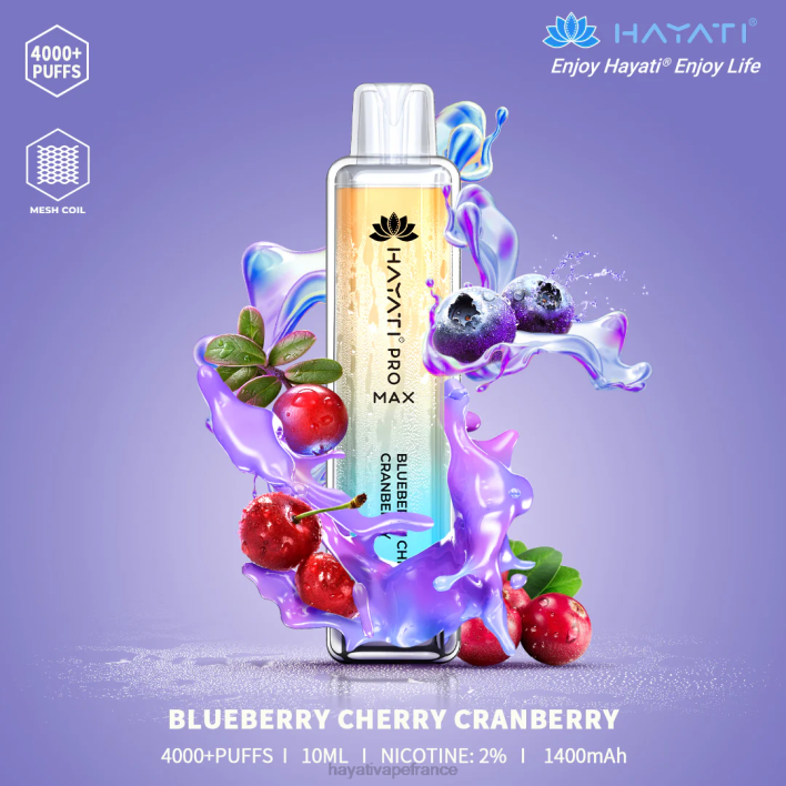 FD4H97 - Hayati France myrtille cerise canneberge Hayati Pro Max jetable