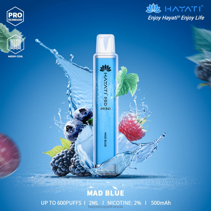 FD4H15 - Hayati vape flavours bleu fou Hayati Pro Mini jetable