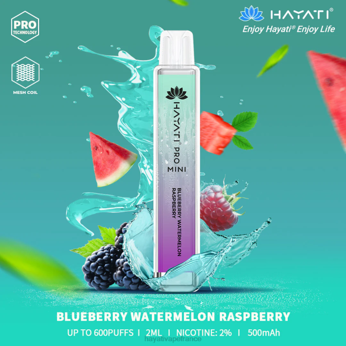 FD4H25 - Hayati vape flavours myrtille pastèque framboise Hayati Pro Mini jetable