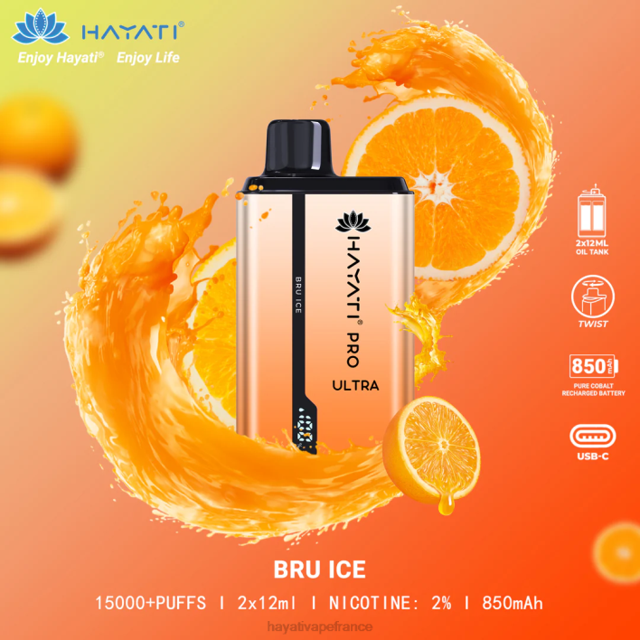 FD4H198 - Hayati vape near me bru glace Hayati Pro Ultra jetable 15000 bouffées