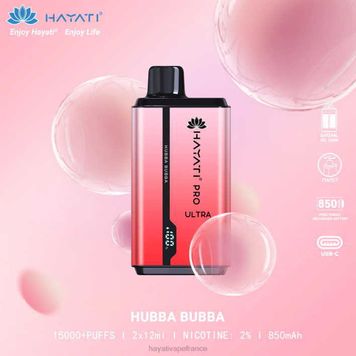 FD4H201 - Hayati vape France Hubba Bubba Hayati Pro Ultra jetable 15000 bouffées