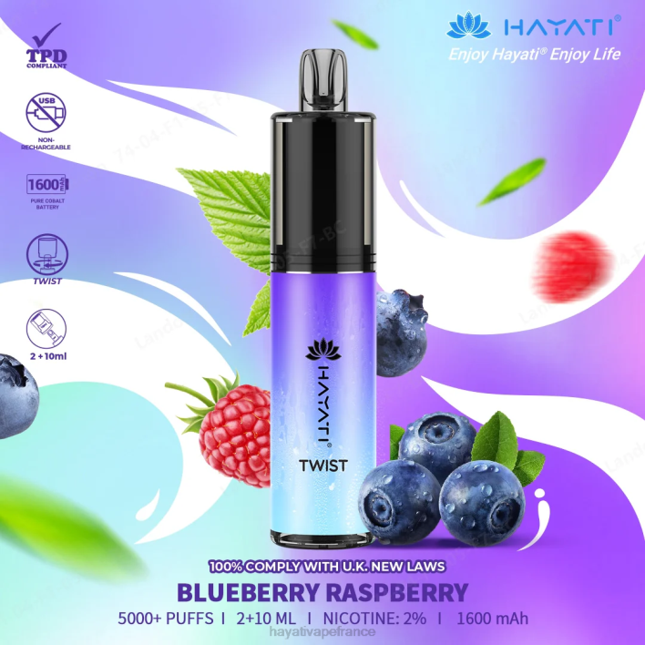 FD4H66 - Hayati vape liquid myrtille framboise Hayati Twist jetable