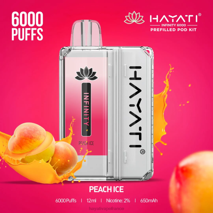 FD4H155 - Hayati vape flavours glace à la pêche Hayati Infinity 6000 kits de dosettes