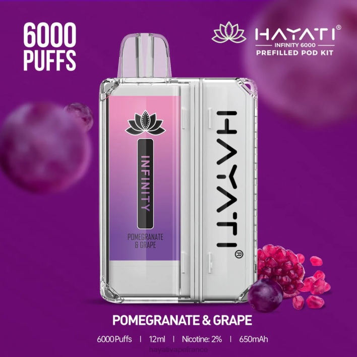 FD4H156 - Hayati vape liquid grenade et raisin Hayati Infinity 6000 kits de dosettes