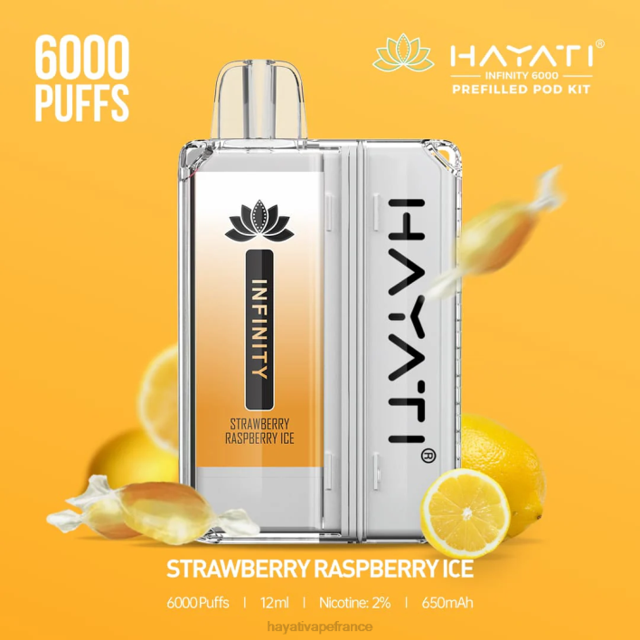 FD4H161 - Hayati vape France glace fraise framboise Hayati Infinity 6000 kits de dosettes