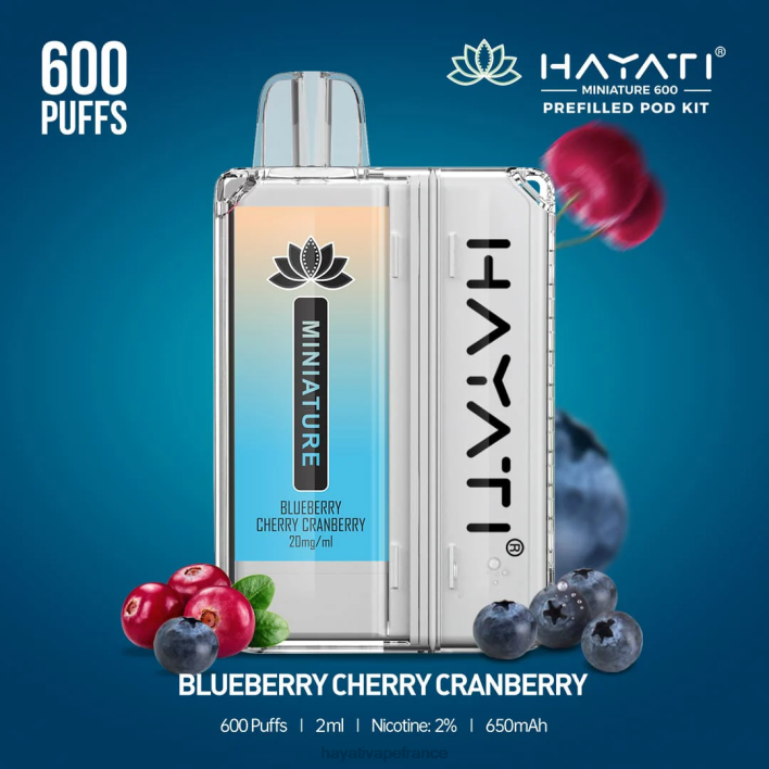 FD4H31 - Hayati vape France myrtille cerise canneberge Hayati Miniature 600 kits de dosettes